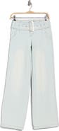 Madden Girl Belted Slouchy Wide Leg Jeans