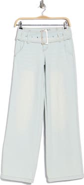 Madden Girl Belted Slouchy Wide Leg Jeans