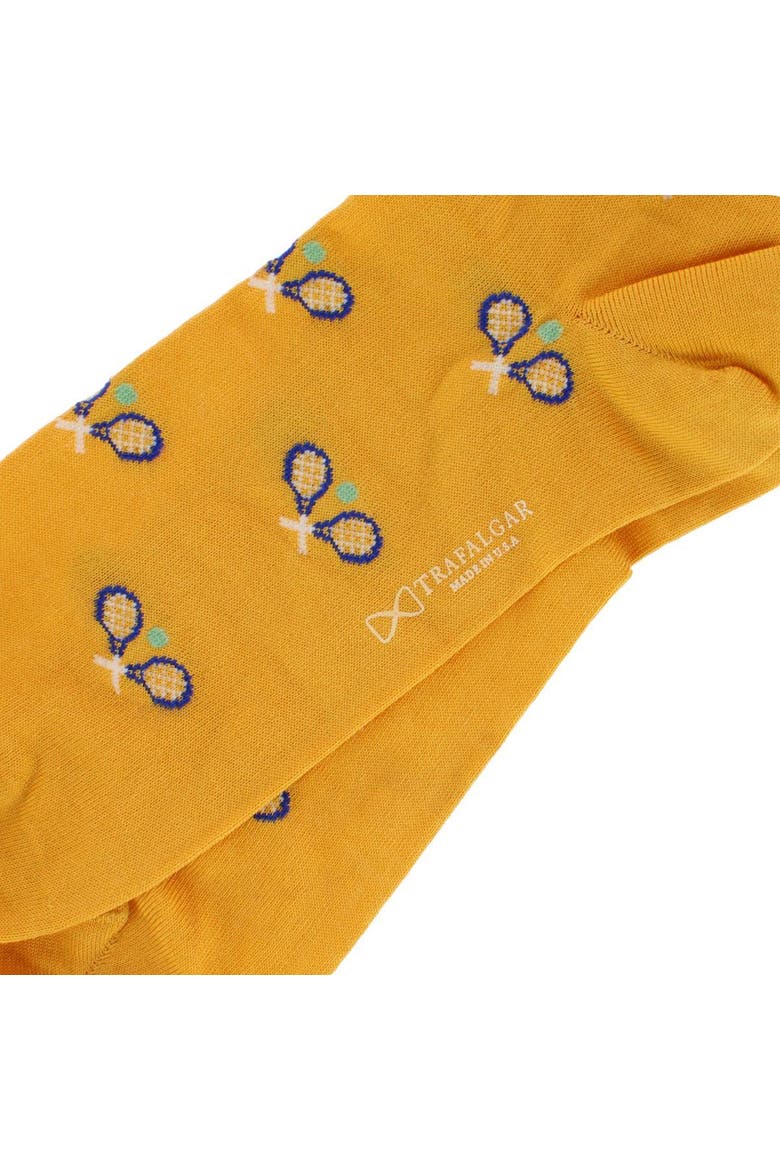 See You At The Club Racquet Ball Over The Calf Novelty Dress Sock, Alternate, color, Yolk Yellow