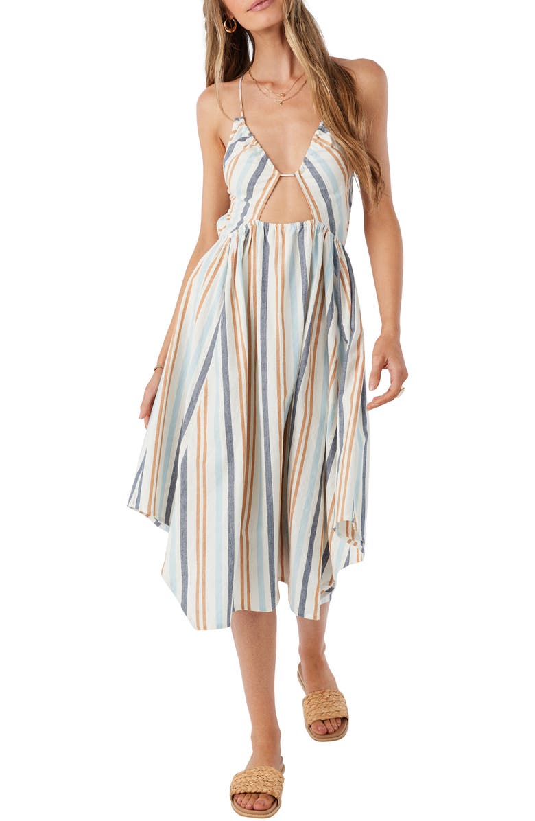 O'Neill Gerri Cutout Stripe Cover-Up Sundress, Main, color, 