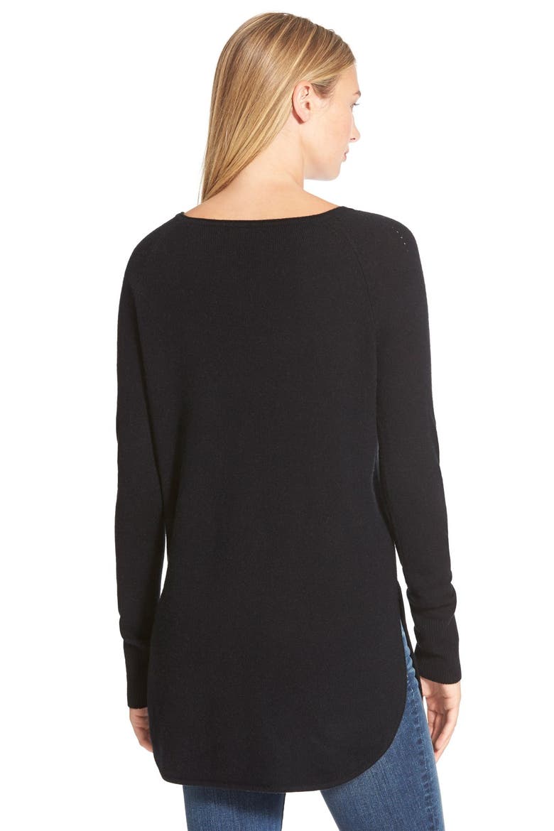 Shirttail Wool & Cashmere Boatneck Tunic, Alternate, color, BLACK