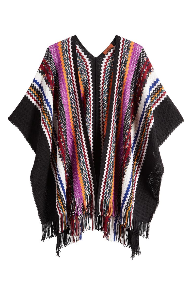 Missoni Chevron Stripe Wool Fringe Cape, Alternate, color, 
