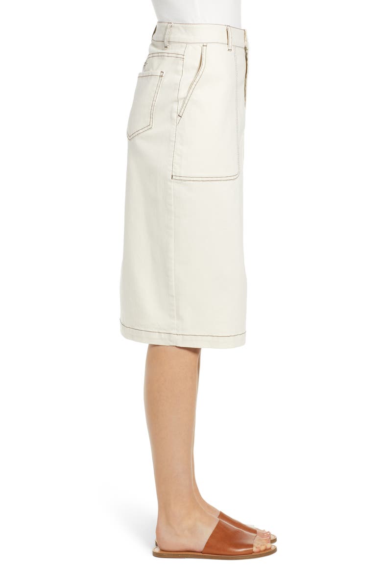 Contrast Stitch Utility Midi Skirt, Alternate, color, IVORY DOVE