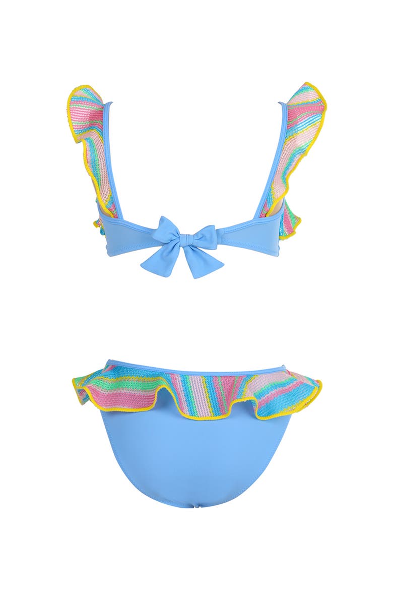 Multi-Color Striped Ruffle with Trim Two-Piece Bikini, Alternate, color, Multicolor