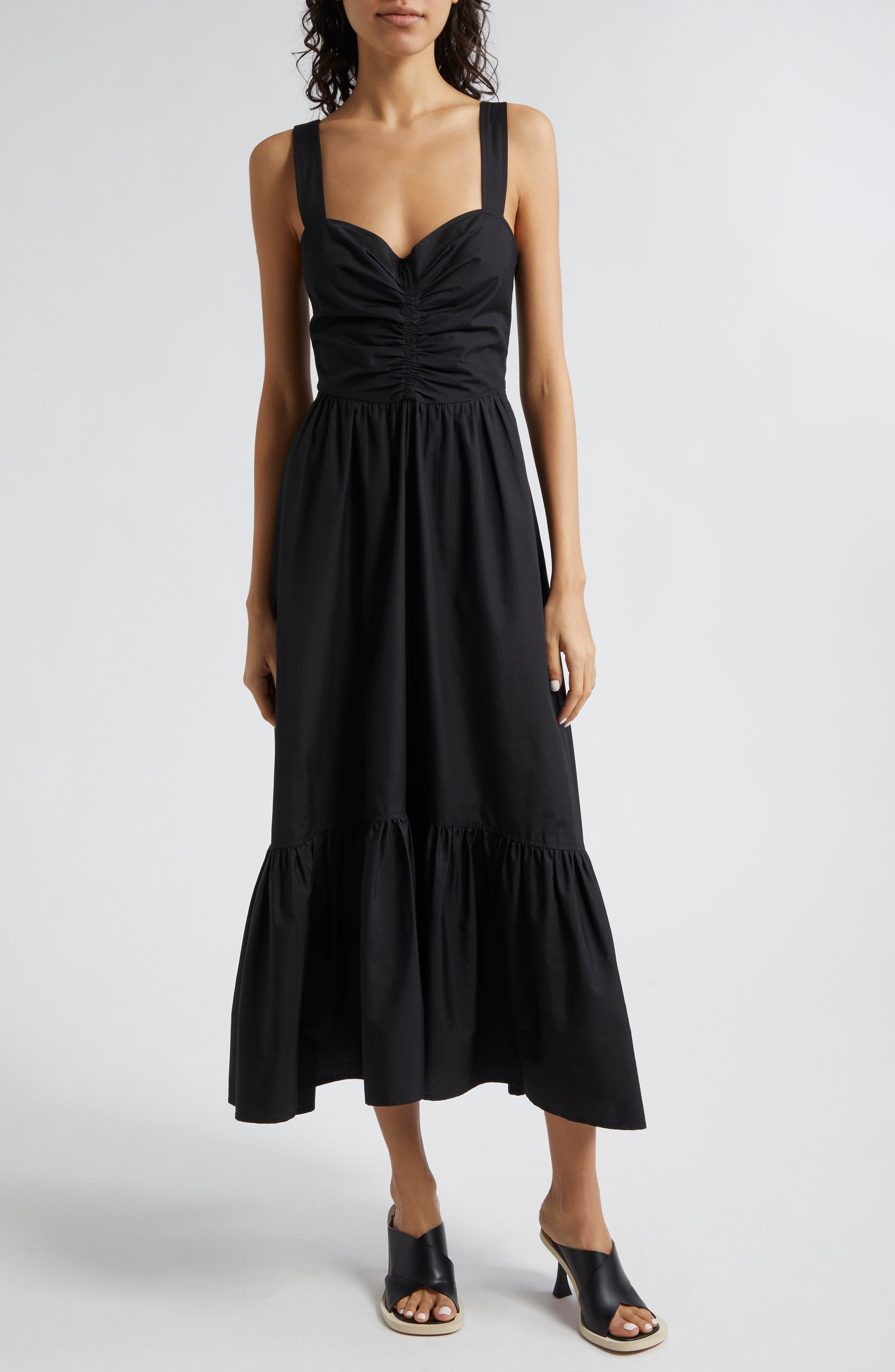 A.L.C. Lilah Ruched Ruffle Hem Maxi Dress