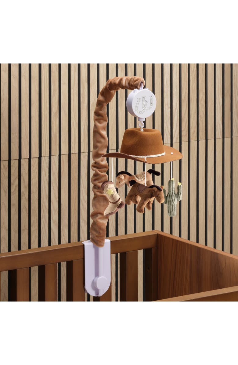 Lambs & Ivy Country Western Cowboy Hat Musical Baby Crib Mobile Soother Toy, Alternate, color, Brown