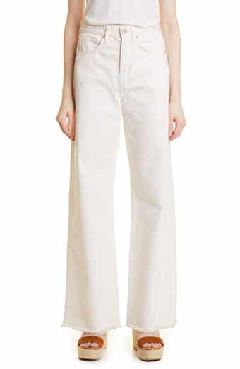 Veronica Beard Taylor High Waist Fray Hem Wide Leg Jeans