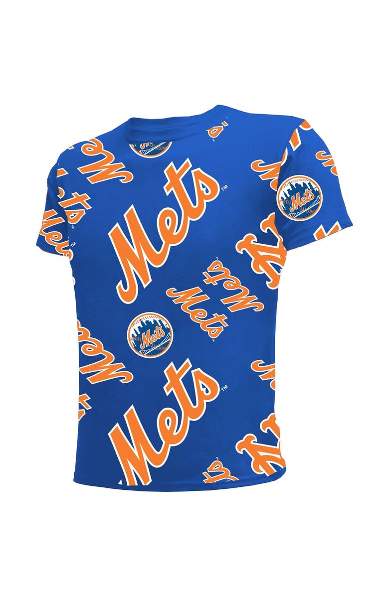 STITCHES Youth Stitches Royal New York Mets Allover Team T-Shirt, Alternate, color, Royal