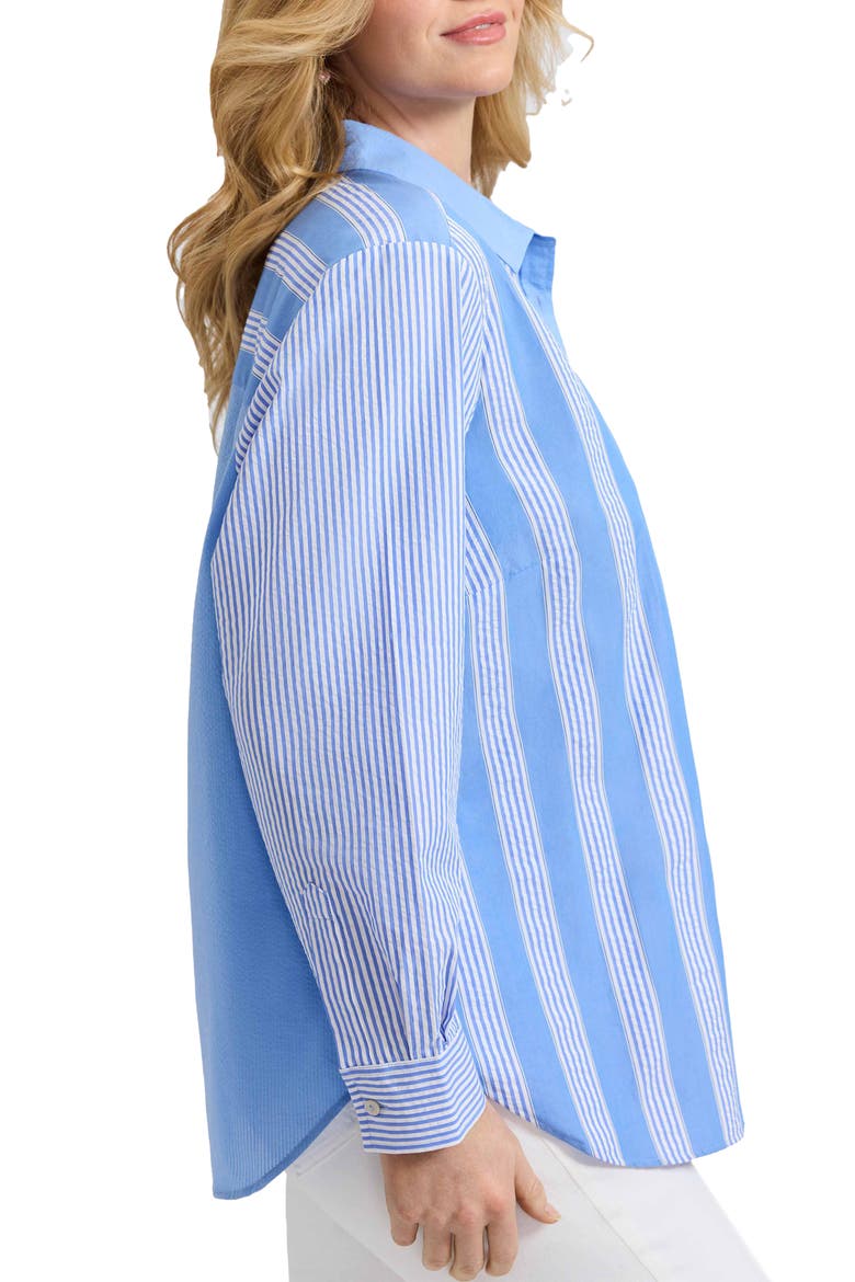 Mix Stripe Button-Up Shirt, Alternate, color, BLUE MULTI