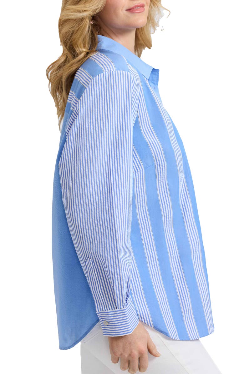 Foxcroft Mix Stripe Button-Up Shirt, Alternate, color, Blue Multi