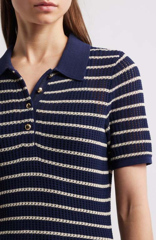 Rag & Bone Viola Stripe Polo Dress In Indigomult