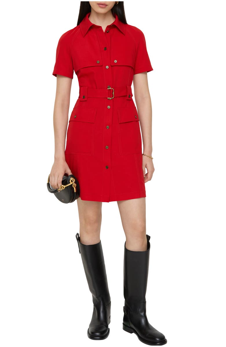Burberry Wool Trench Dress, Main, color, Crayon Red
