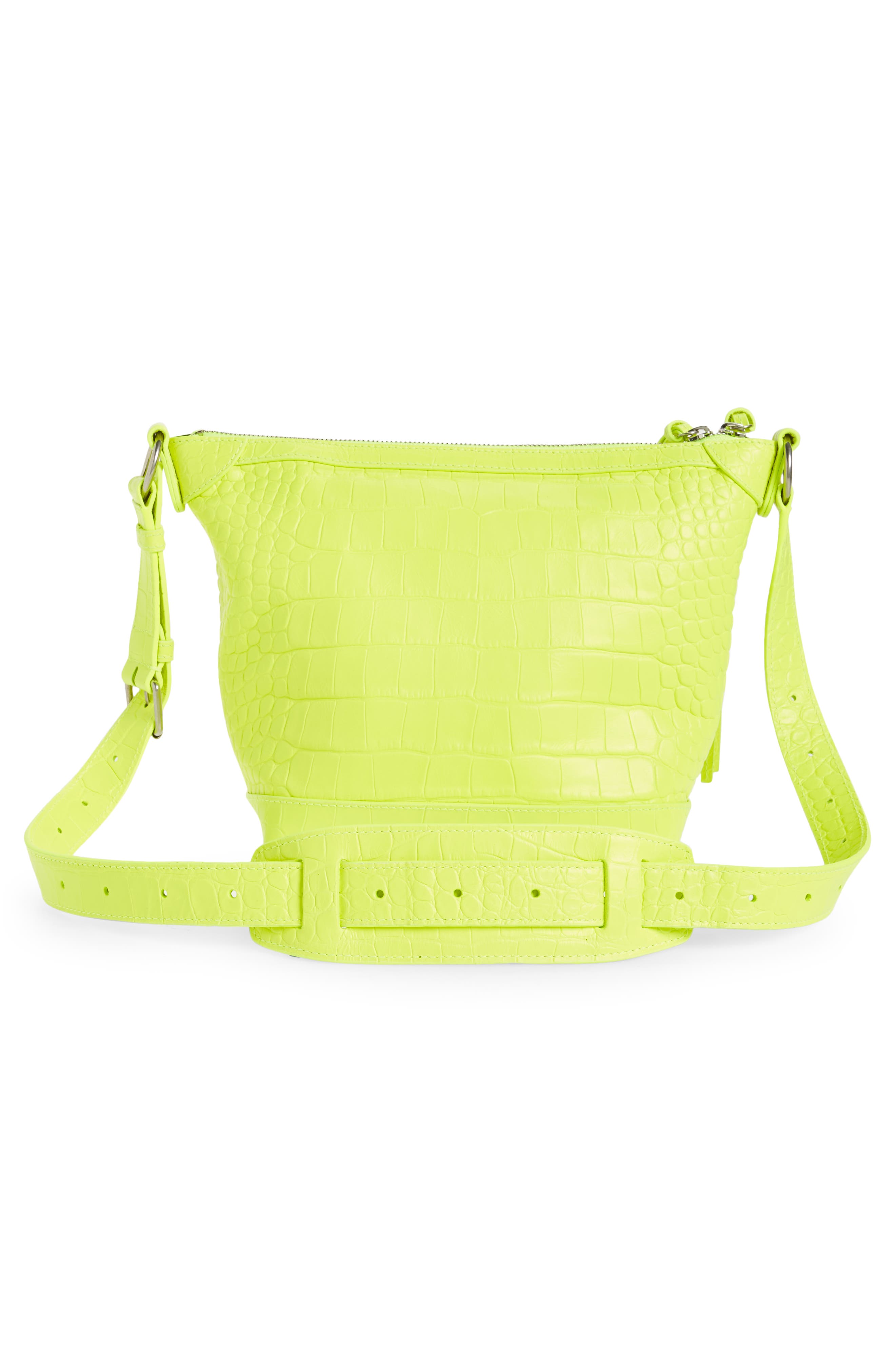 Balenciaga X-Small Neo Classic Croc Embossed Leather Hobo Bag, Alternate, color, 