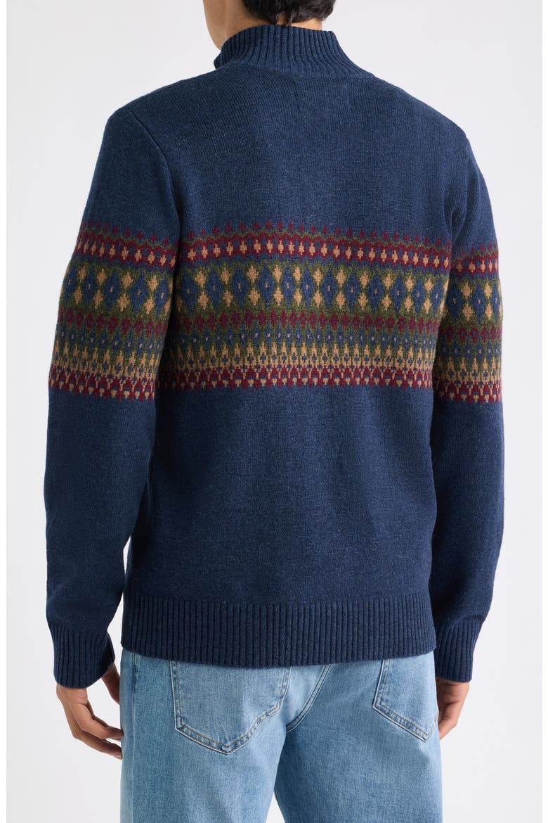 Fair Isle Quarter Zip Wool Blend Sweater, Alternate, color, NAVY