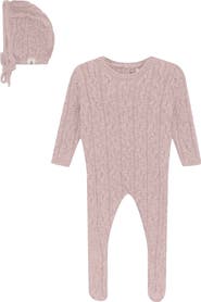 Bebe Bella Girl Mix Cable Knit Romper and Bonnet