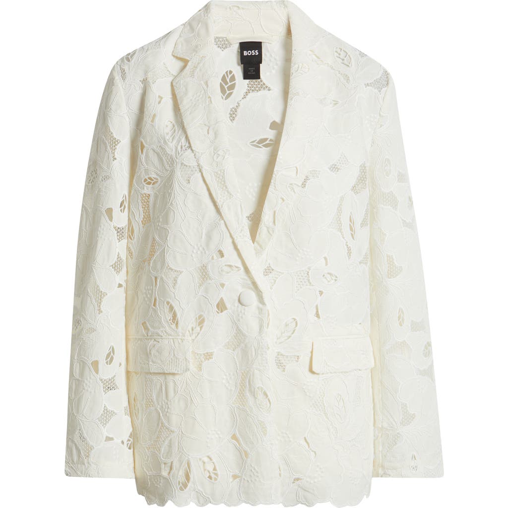 Hugo Boss Boss Jonara Lace Blazer In White Broderie Anglaise