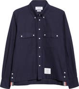 Thom Browne Straight Fit Cotton Utility Shirt