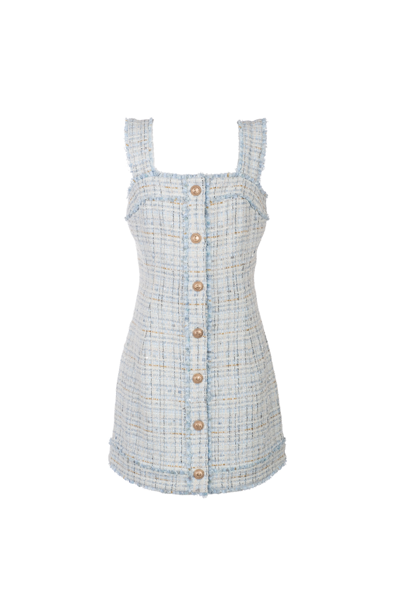 Girl's Lisa Tweed Dress, Alternate, color, Aqua Melange