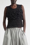 Tao Comme des Garçons Crop Crochet Flower Mesh Tank