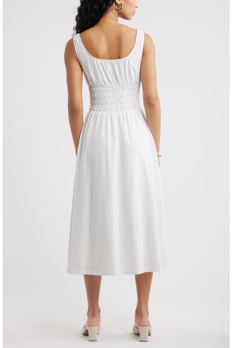 Smocked Waist Midi Dress, Alternate, color, WHITE