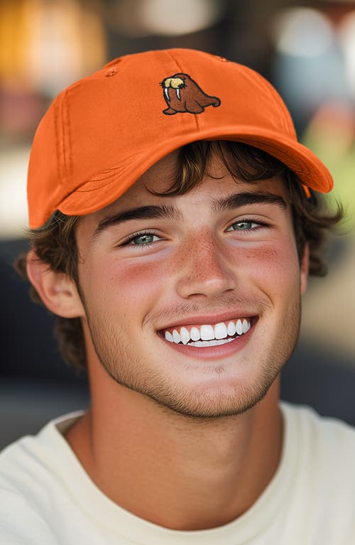 Shop Dalix Walrus Embroidered Outdoor Cap In Orange