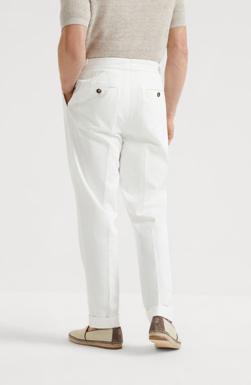 Brunello Cucinelli Cotton Gabardine Tailored Trousers In Snow