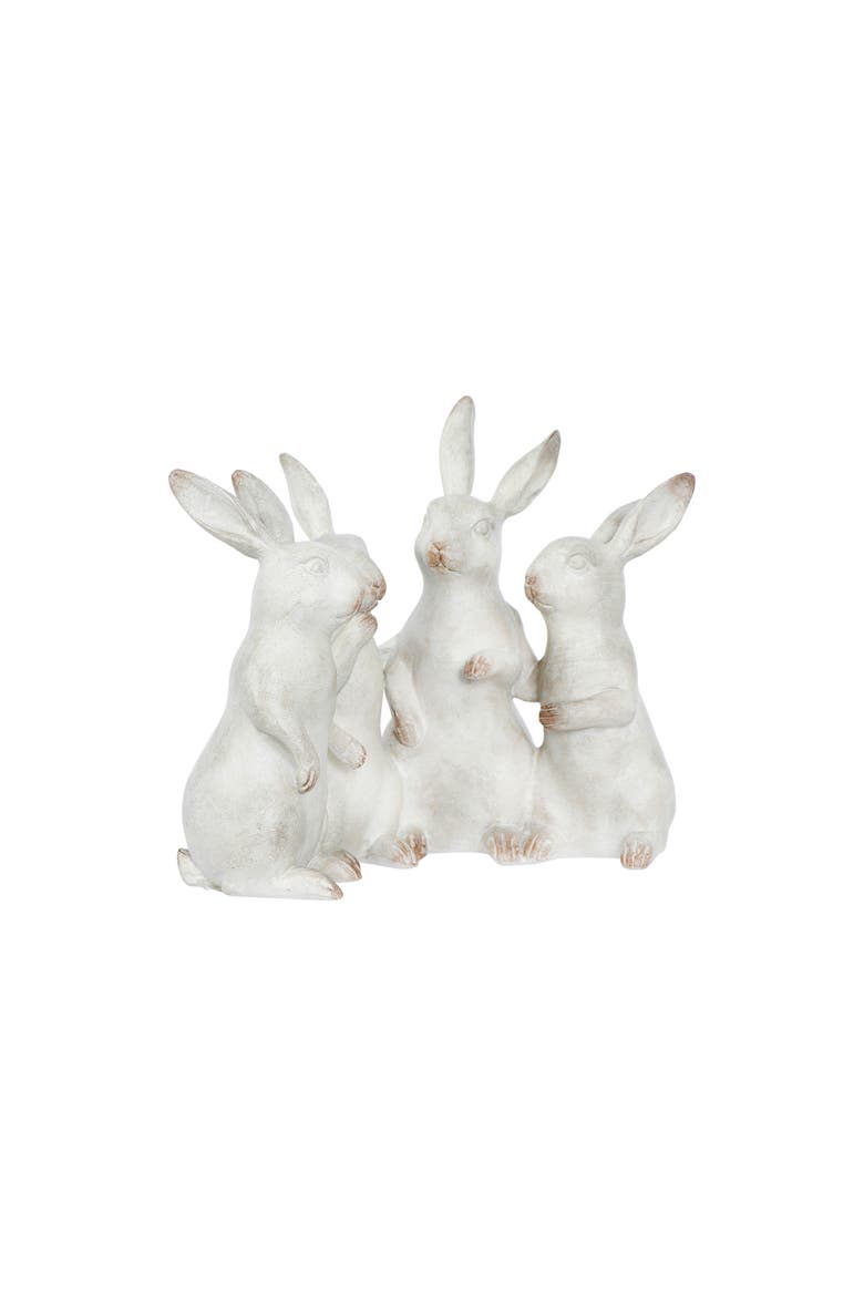 Whitewashed Polyresin Bunny Rabbit Quartet, Alternate, color, White