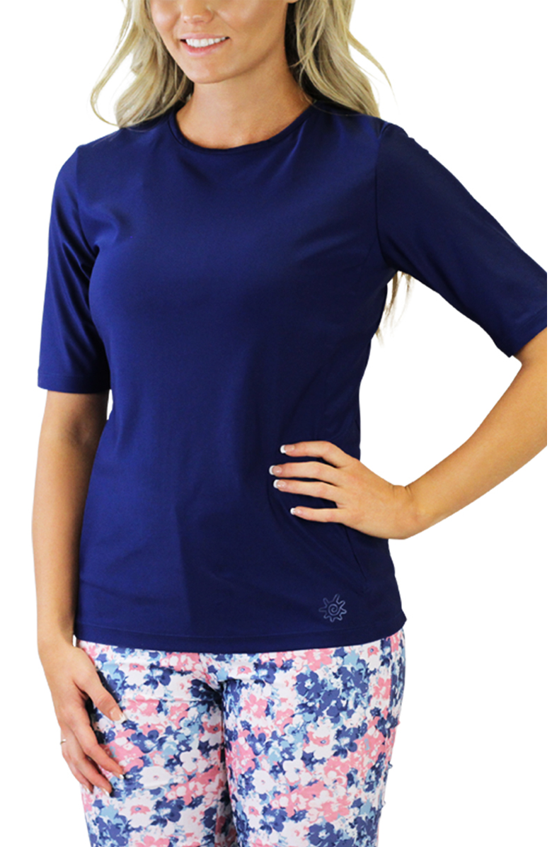 UV Skinz Short Sleeve Crew Sun & Swim Shirt, Main, color, Dark Navy