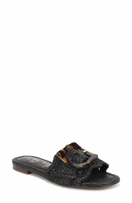 Sam Edelman Bambi Raffia Buckle Slide Sandal