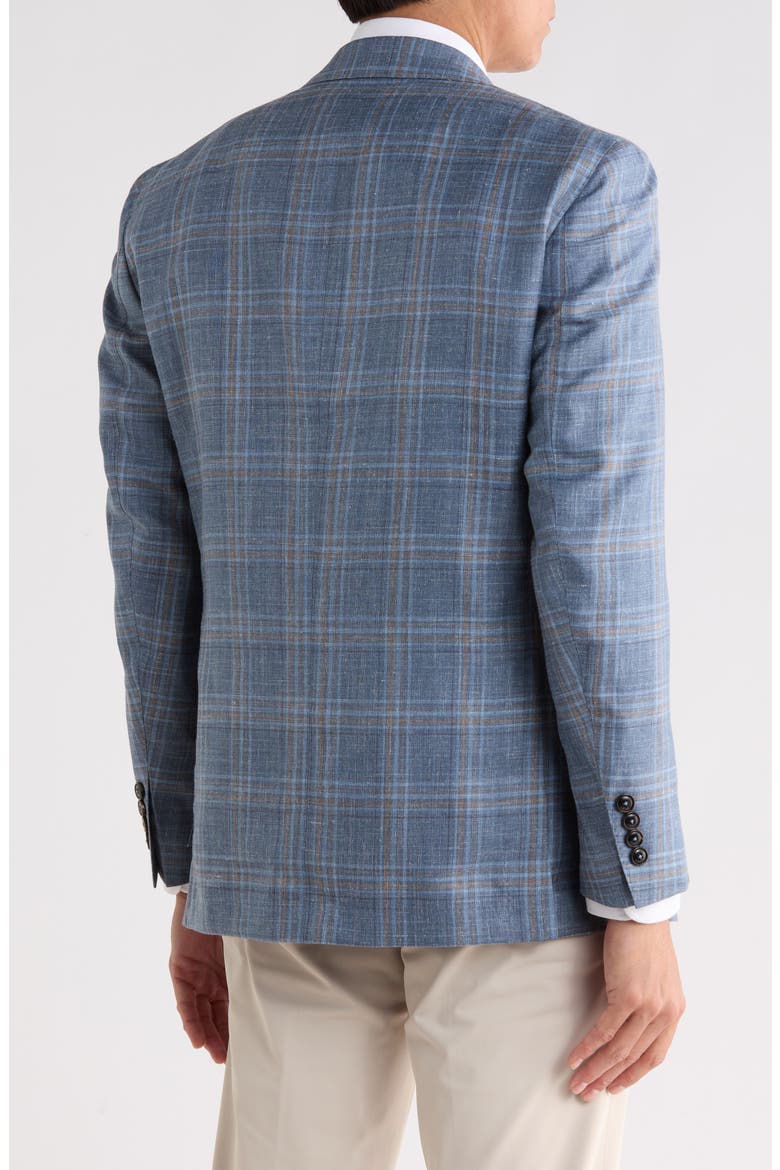 Hertford Plaid Wool, Silk & Linen Soft Jacket, Alternate, color, STORM