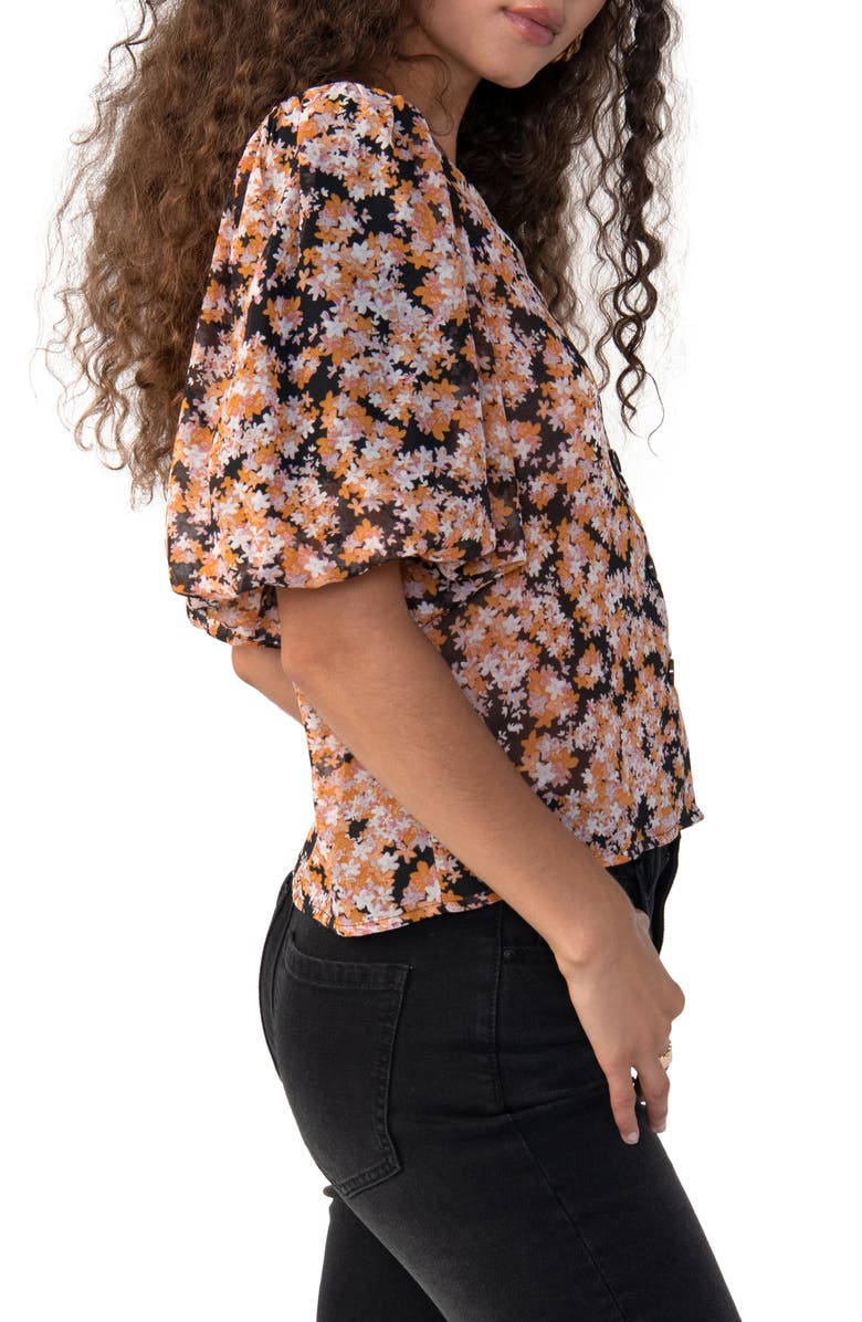 Sanctuary Floral Print Puff Sleeve Button-Up Shirt, Alternate, color, 