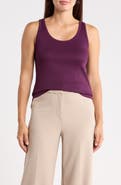 Eileen Fisher Slim Fit Scoop Neck Stretch Cotton Tank