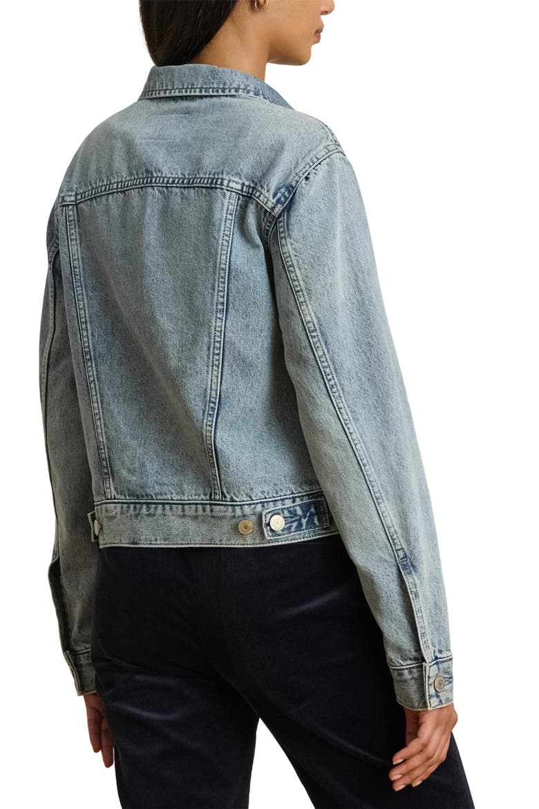Paizley Rigid Denim Trucker Jacket, Alternate, color, ODWIN WASH BLUE