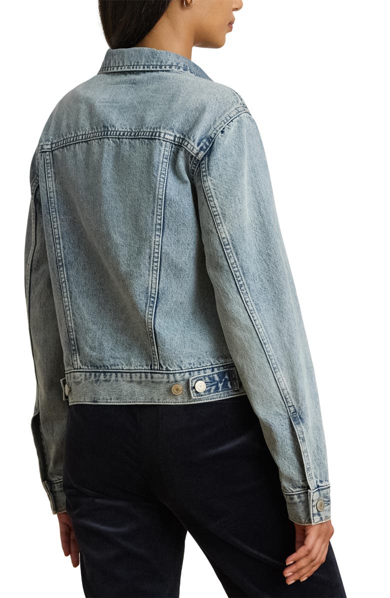 Lauren Ralph Lauren Paizley Rigid Denim Trucker Jacket, Alternate, color, Odwin Wash Blue