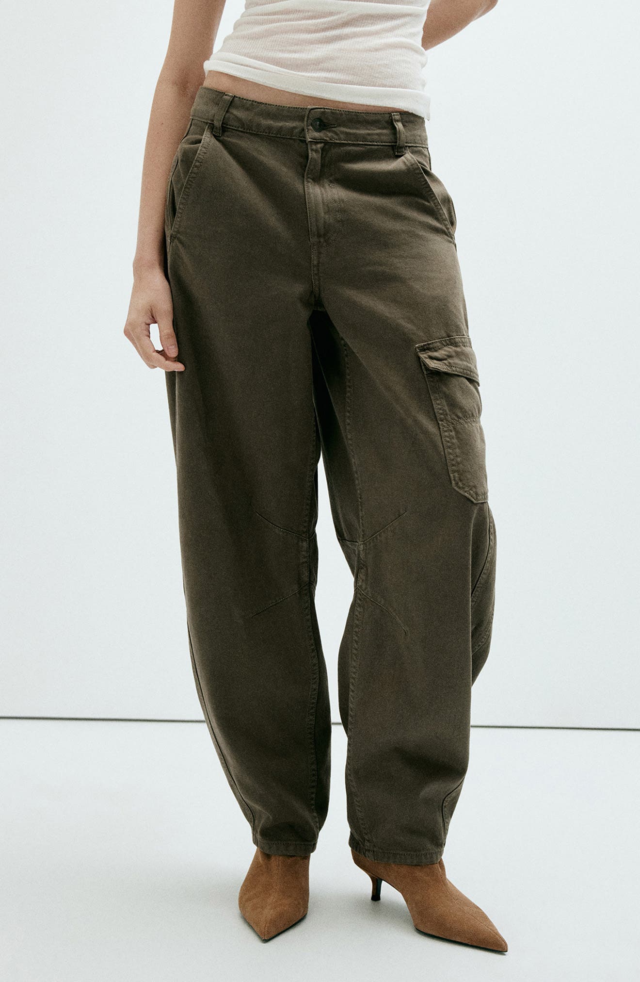 MANGO Barrel Leg Cargo Jeans (Women) | Nordstrom