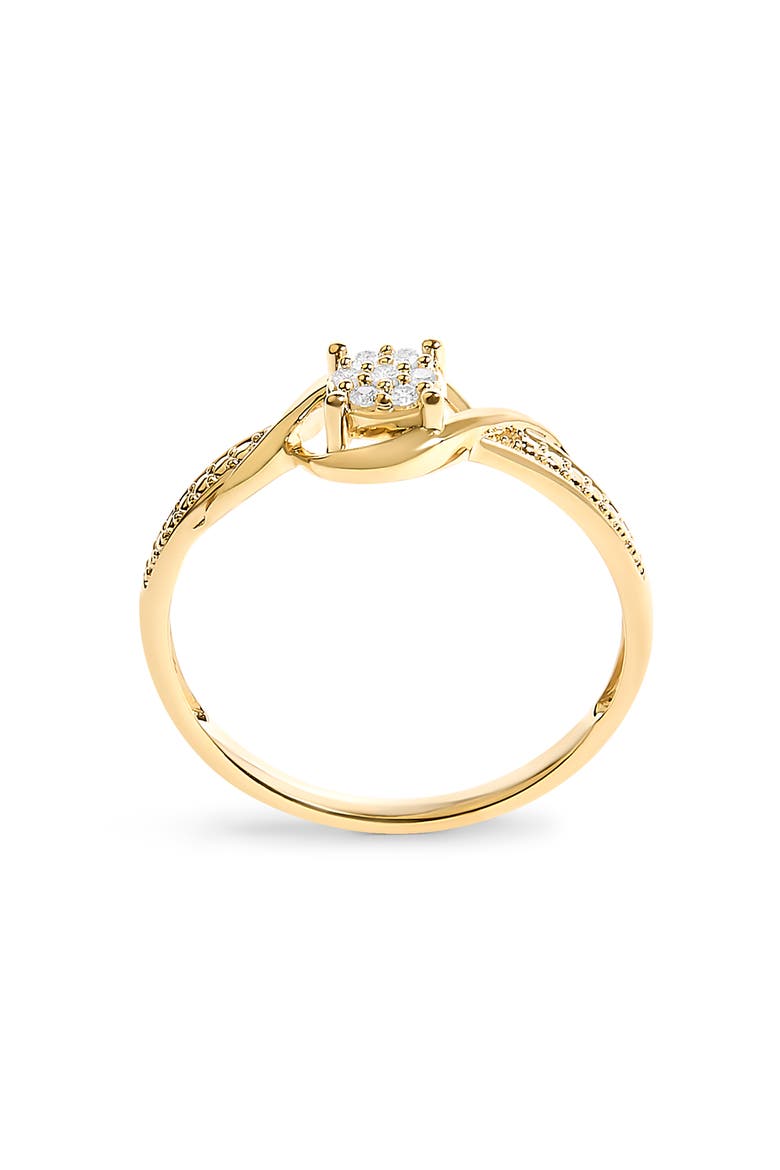 10K Yellow Gold Diamond Cluster Twisted Promise Ring, Alternate, color, Yellow Gold