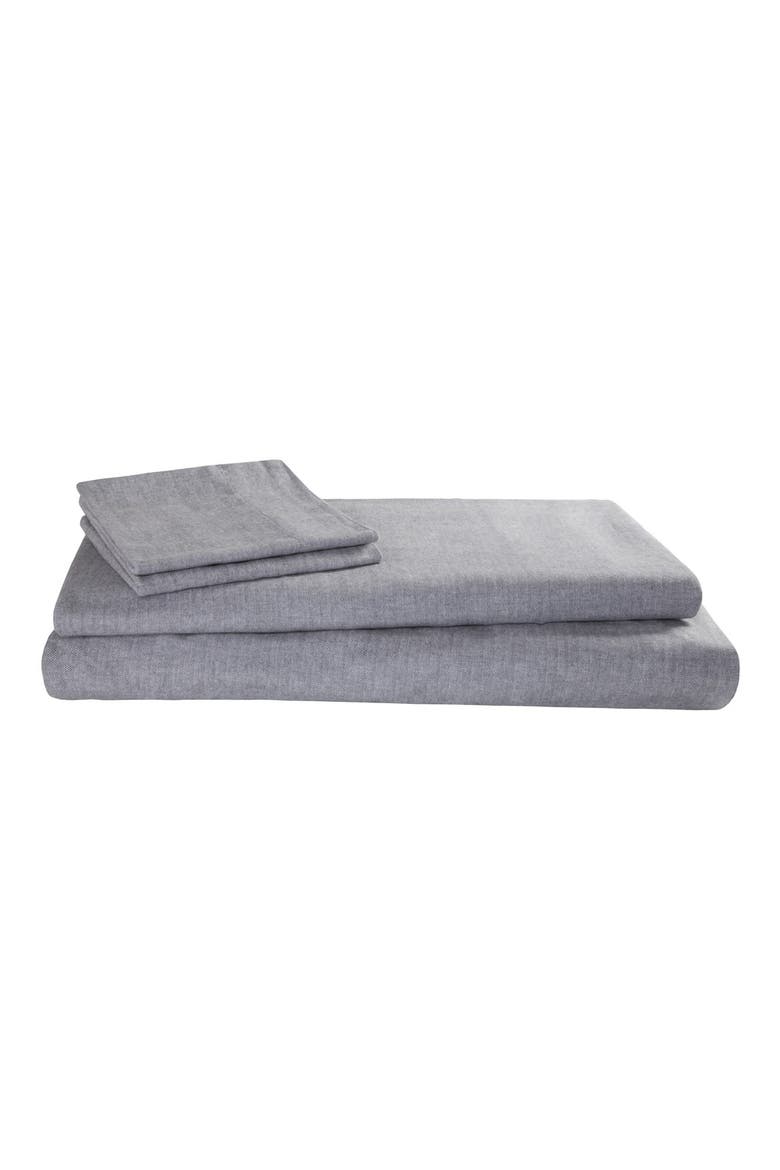 'Luxe' Flannel Sheet Set, Alternate, color, GREY