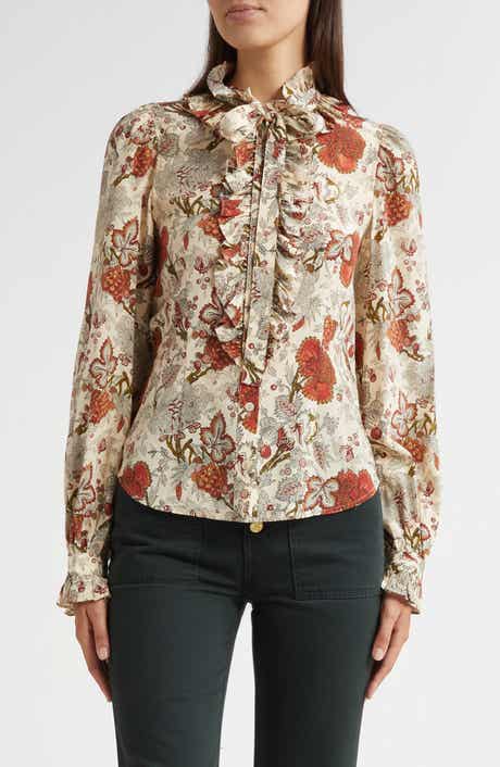 Ulla Johnson Catroux Ruffle Silk Button-Up Shirt