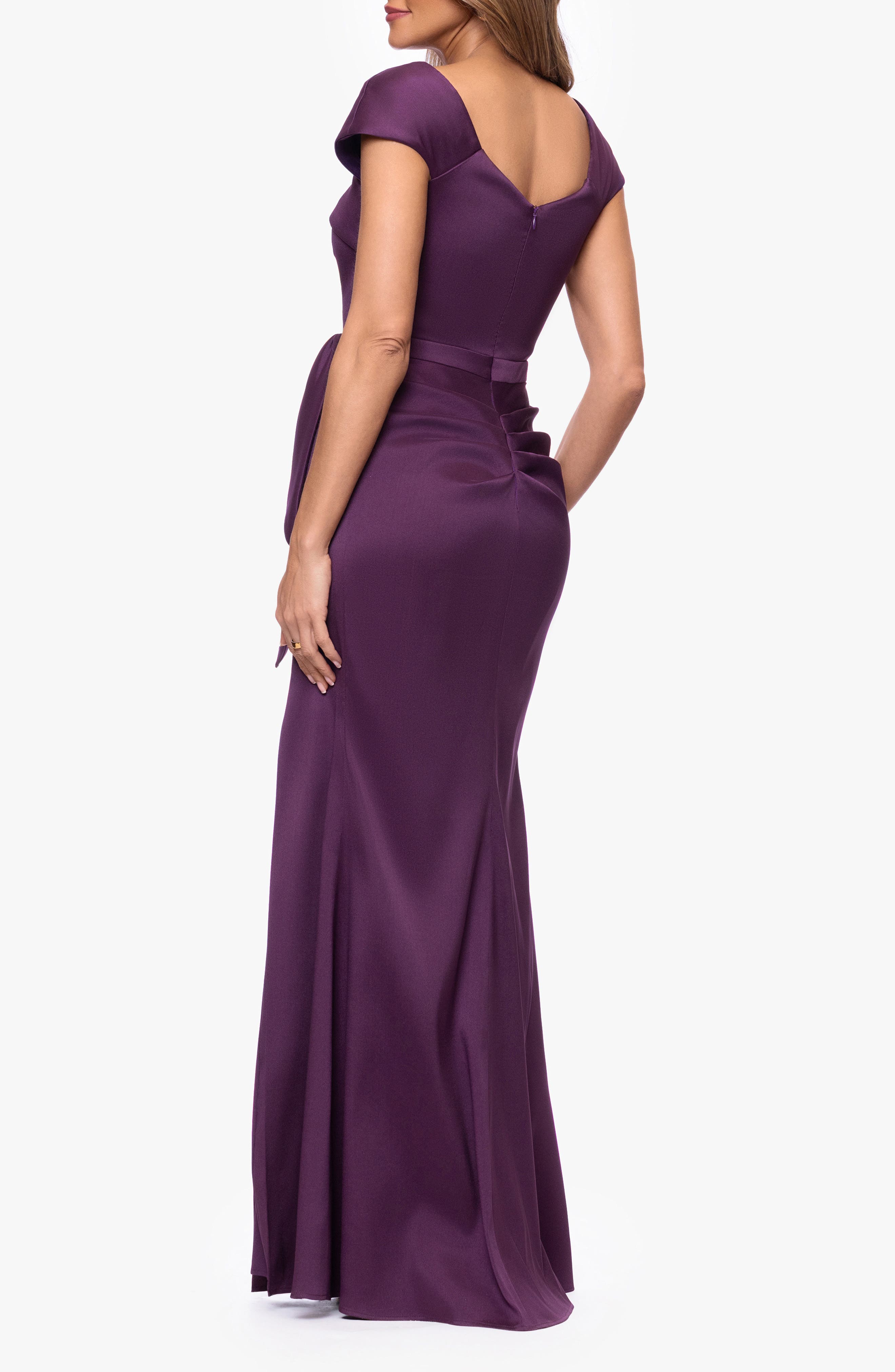 Asymmetric Neck Stretch Mikado Gown - image 2