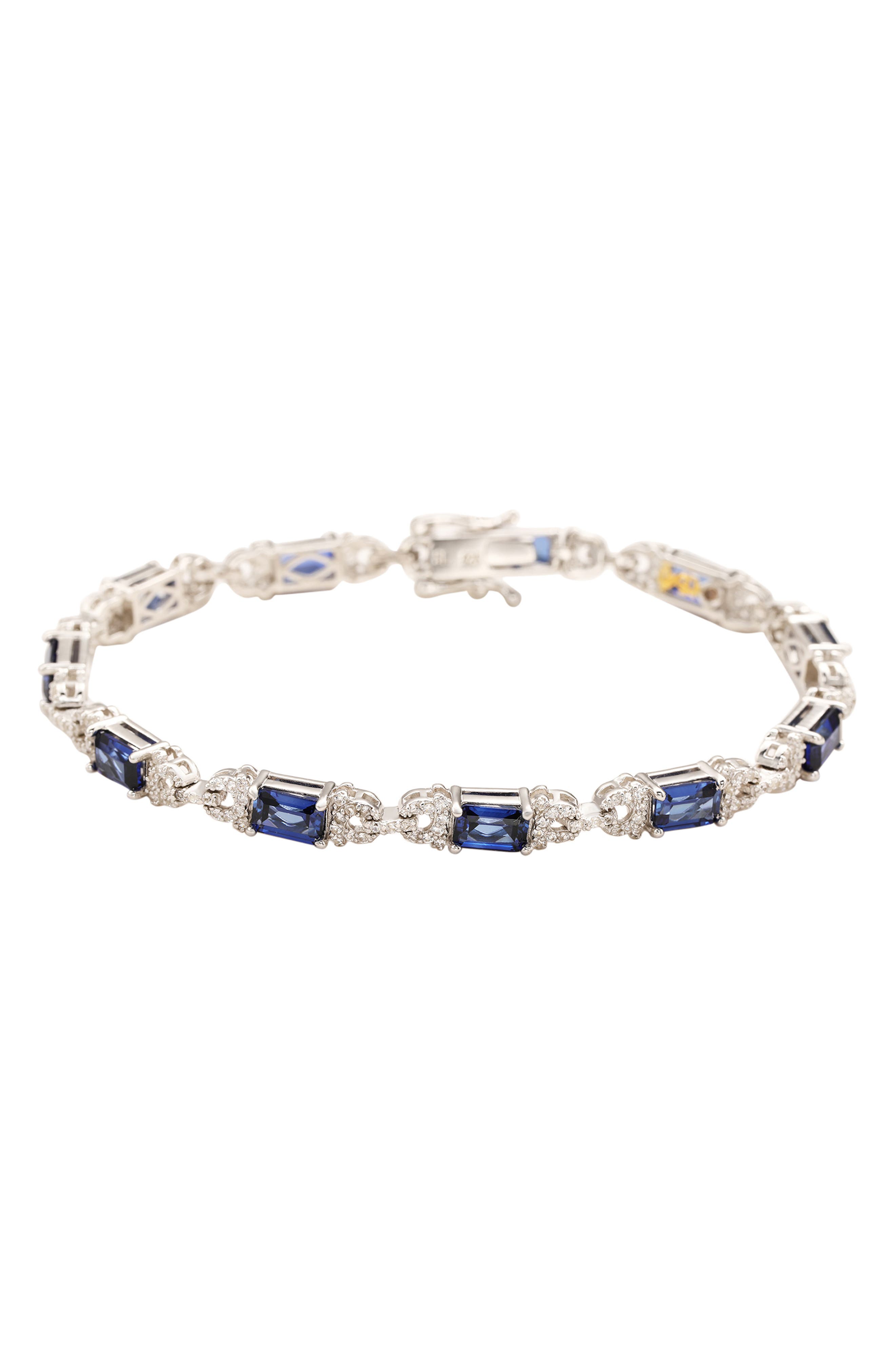 SUZY LEVIAN Emerald Cut Sapphire Tennis Bracelet