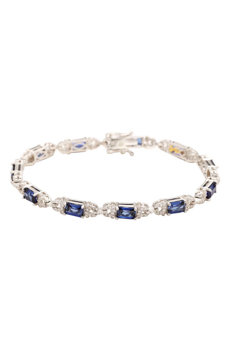 SUZY LEVIAN Emerald Cut Sapphire Tennis Bracelet, Main, color, Blue