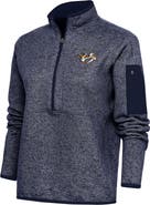 ANTIGUA Women's Antigua Heather Navy Nashville Predators Team Logo Fortune Quarter-Zip Jacket