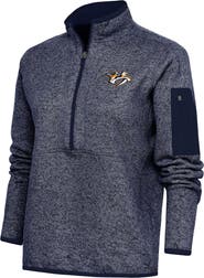 ANTIGUA Women's Antigua Heather Navy Nashville Predators Team Logo Fortune Quarter-Zip Jacket