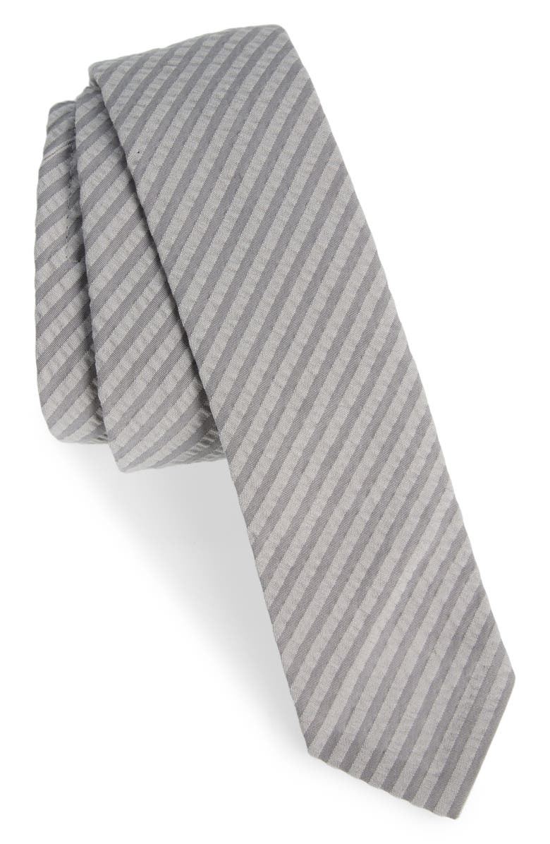 Thom Browne Cotton Seersucker Tie, Main, color, Light Grey