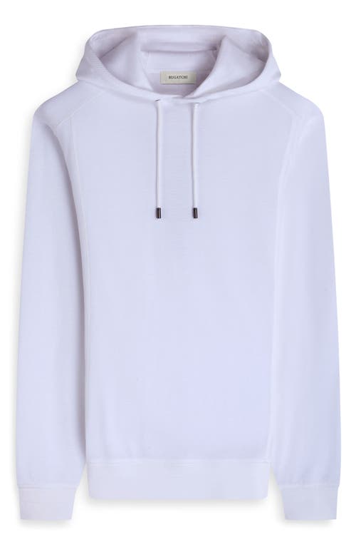 Bugatchi Textured Piqué Hoodie In White