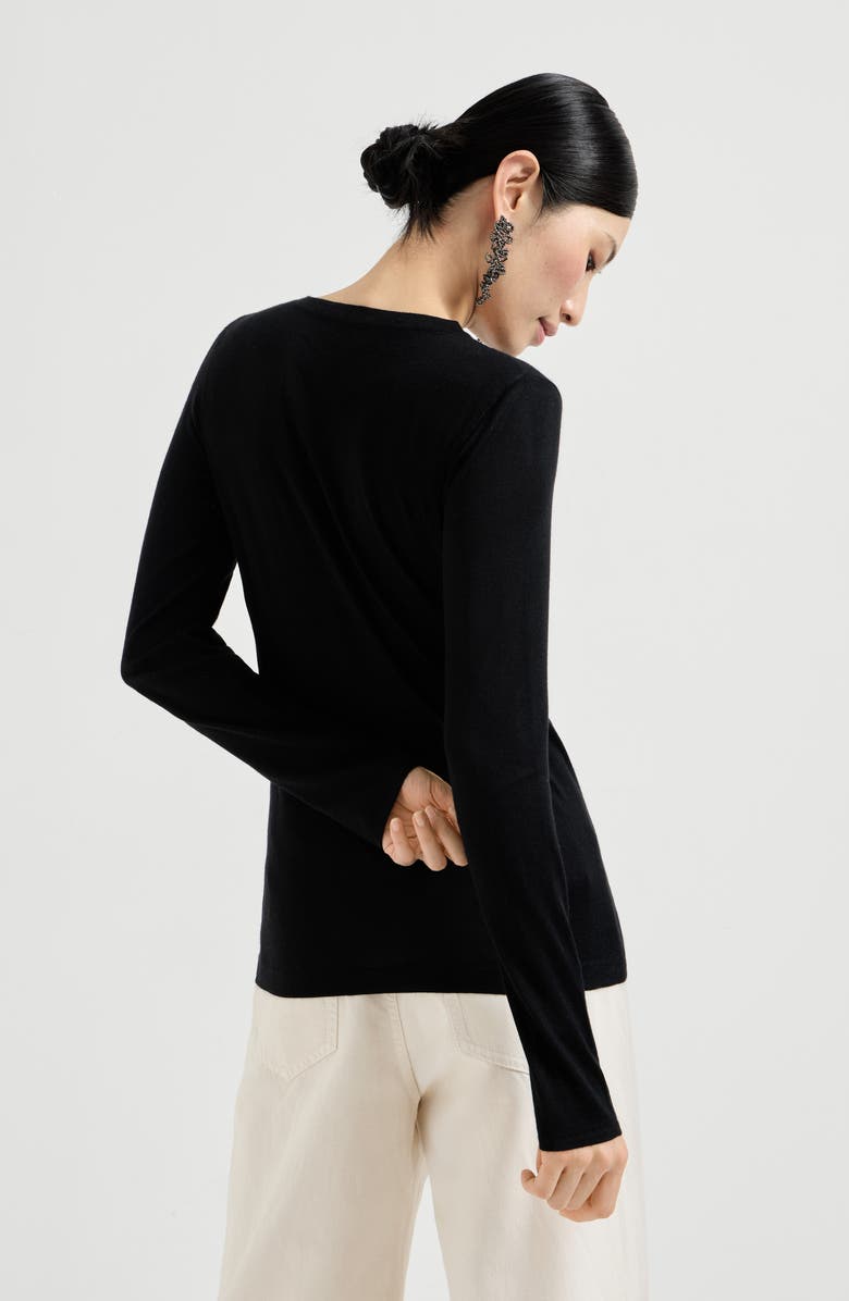Brunello Cucinelli Cashmere and silk sweater, Alternate, color, Black