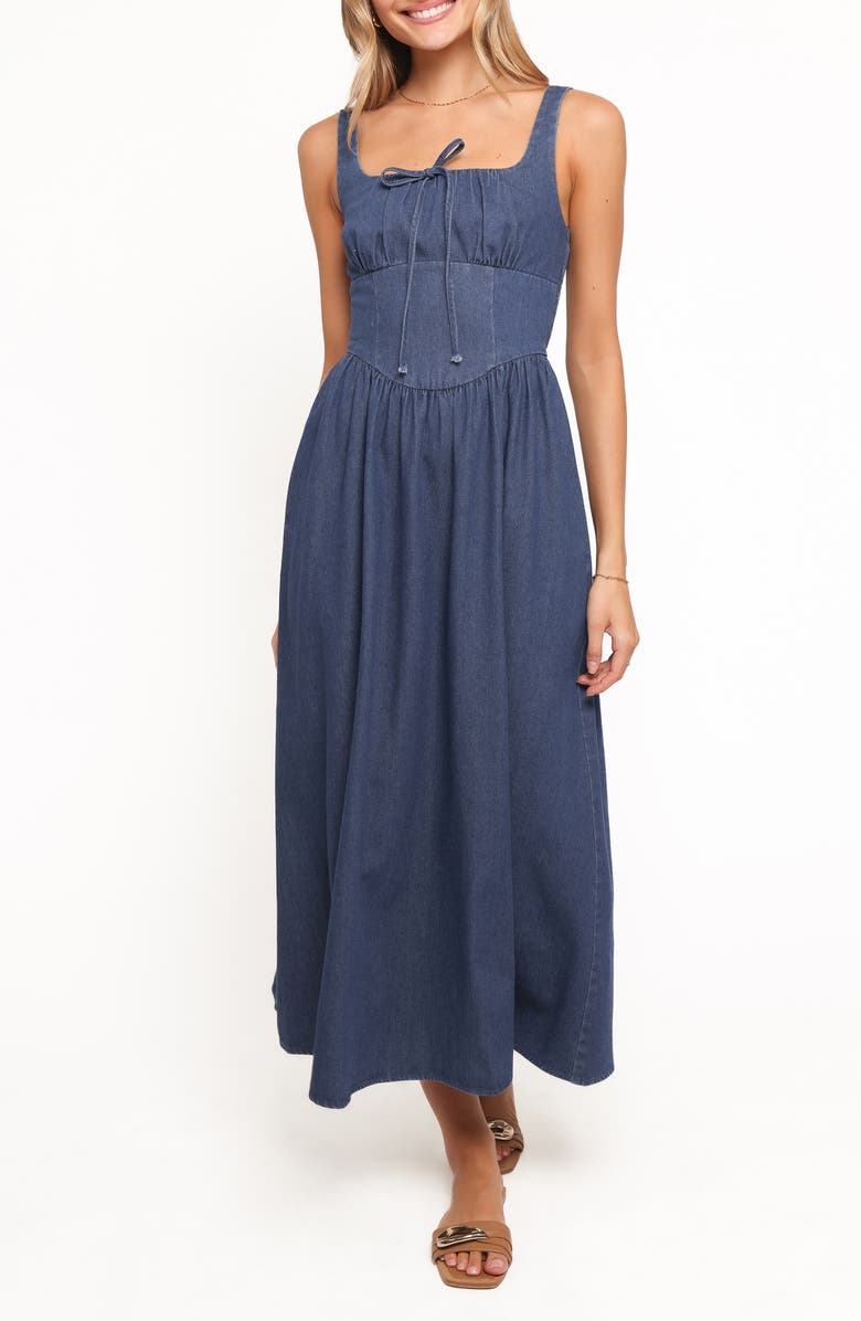 Petal & Pup Kinslee Sleeveless Midi Dress, Main, color, Denim