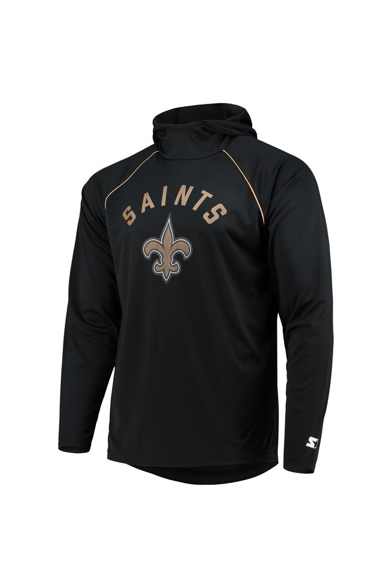 Men's Starter Black New Orleans Saints Raglan Long Sleeve Hoodie T-Shirt, Alternate, color, Black