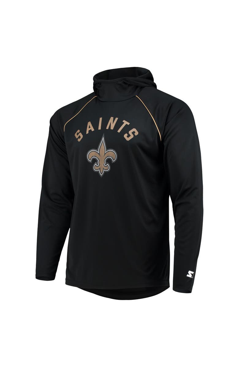 STARTER Men's Starter Black New Orleans Saints Raglan Long Sleeve Hoodie T-Shirt, Alternate, color, 