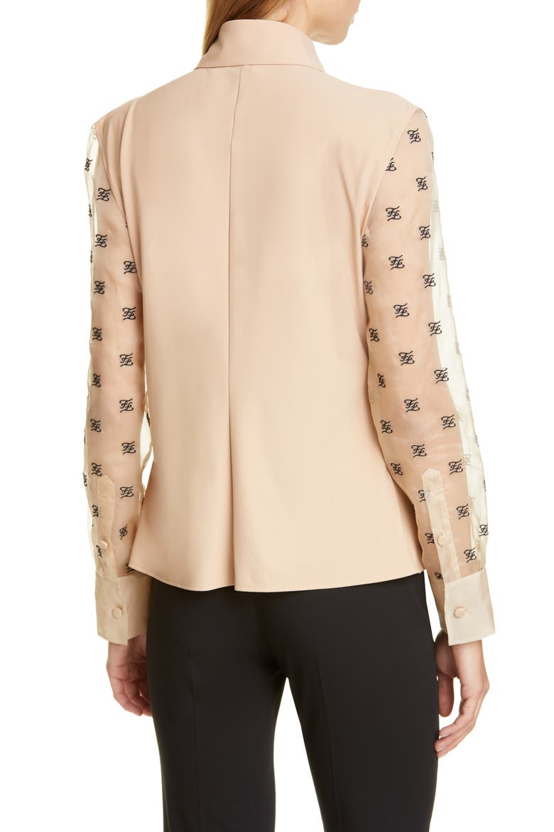 FF Karligraphy Embroidered Organza Sleeve Blouse, Alternate, color, BEIGE